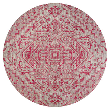 Estrella Bohemian Medallion Textured Weave Indoor/outdoor Round Rug